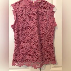Nanette Lepore feminine Lace zipper back pink top size small